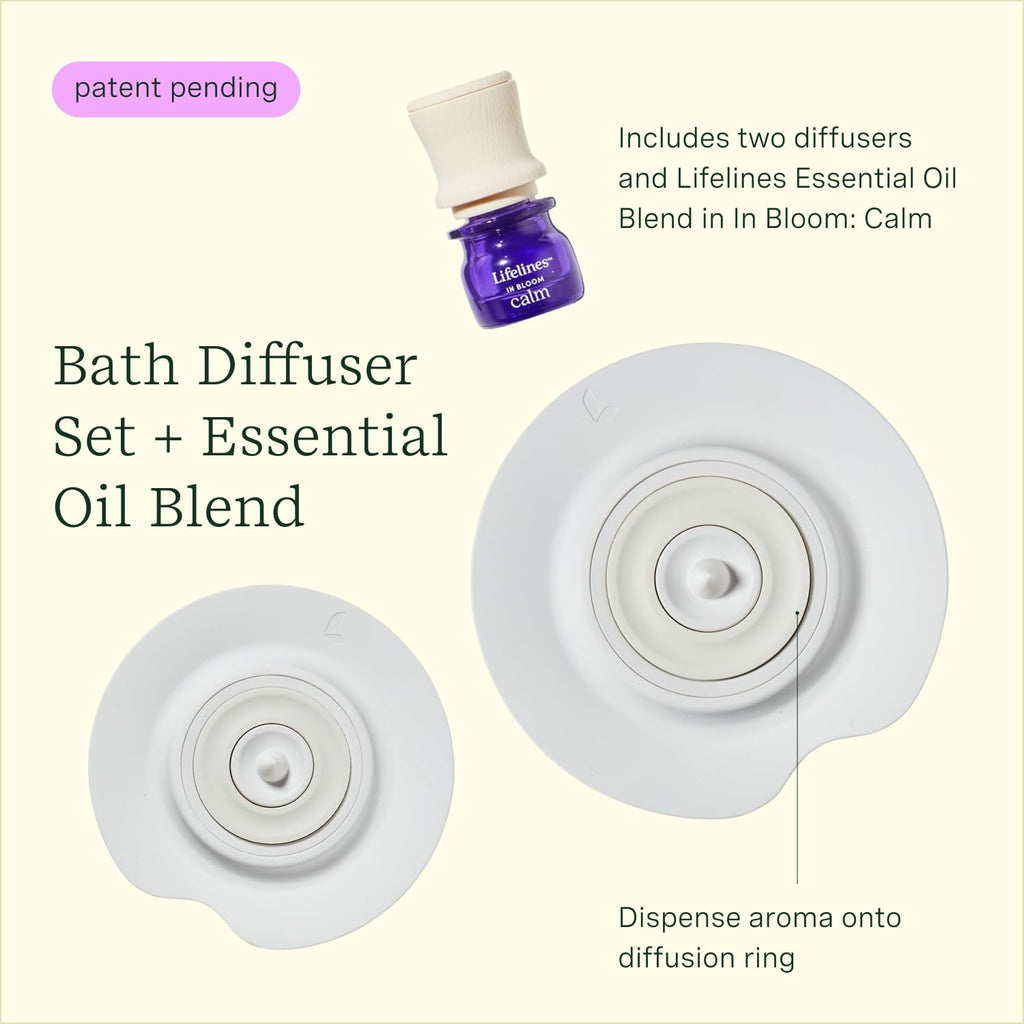 Floating Bath Essential Oil Diffuser, Lily Pad Diffusers 2-Pack, Flameless Candle & Water-Illuminating Lights, Lifelines in Bloom: Calm Essential Oil Blend 3 ML & Batteries Included