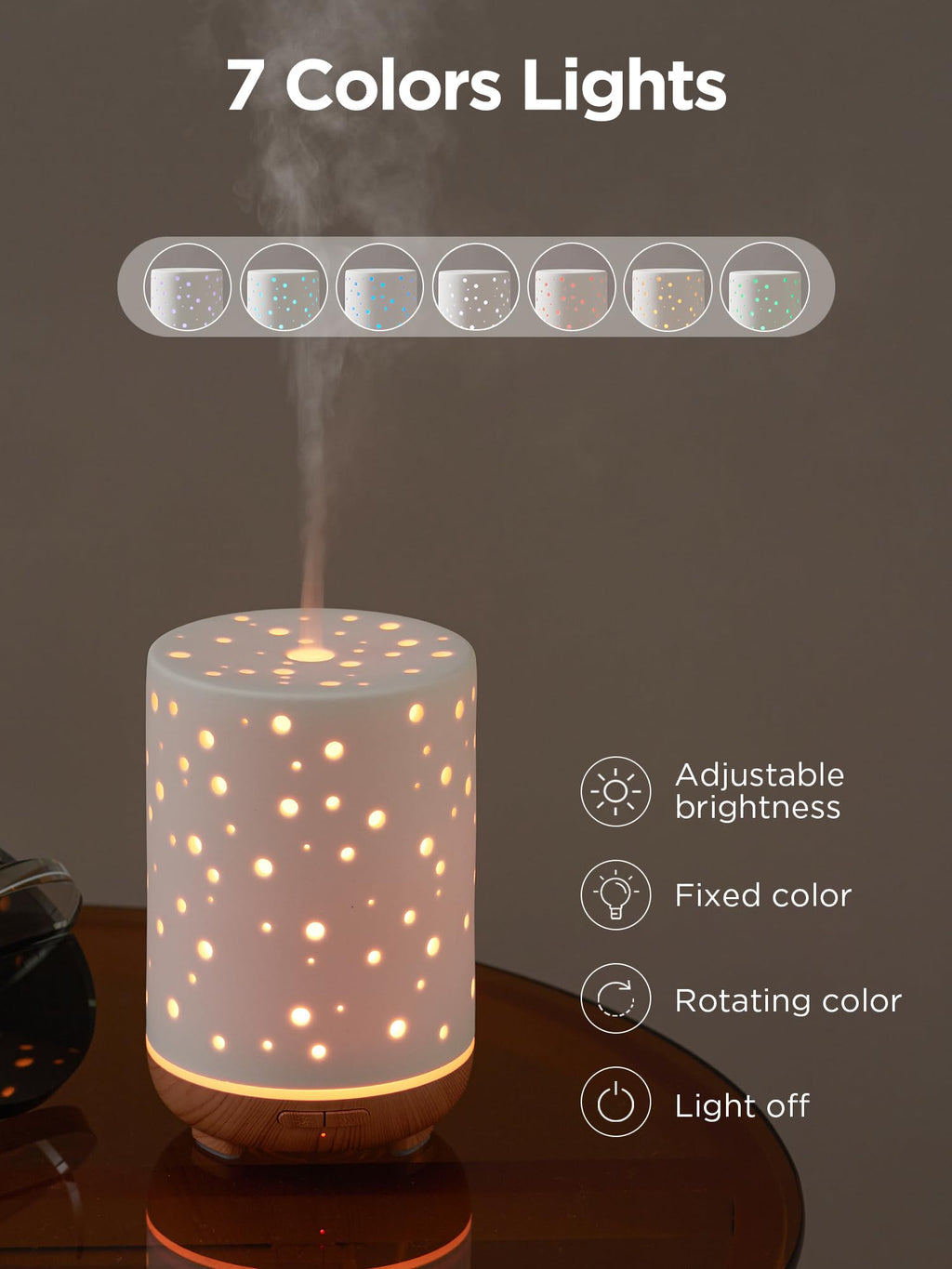 InnoGear Essential Oil Diffuser, 150ml Ceramic Diffuser Ultrasonic Air Diffusers Humidifier Cool Mist Aromatherapy Diffuser with 2 Mist Modes Waterless Auto Off for Home Office, White