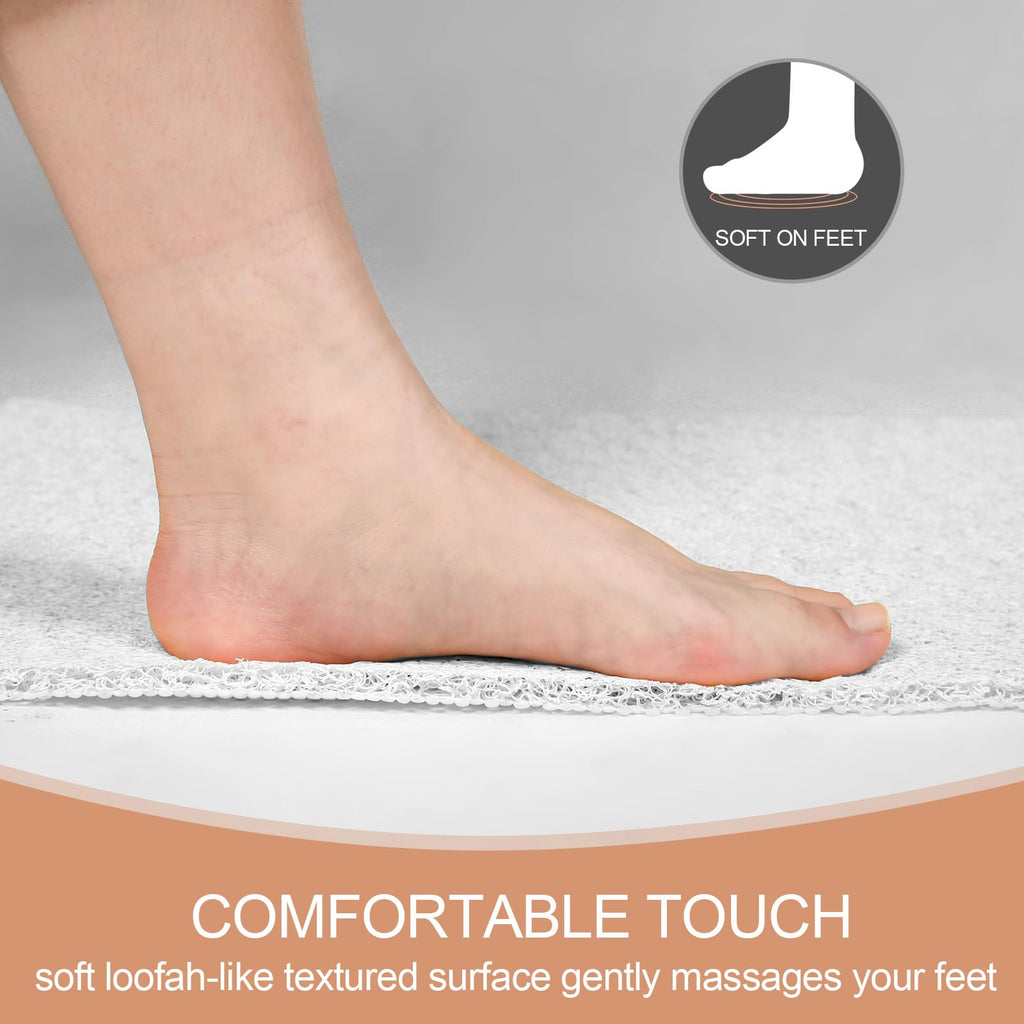 Joyhalo Shower Mats for Showers Anti Slip for Elderly, 47'' x 16'' Non Slip Bath Mat for Inside Shower, Bath Tub Mats for Bathroom Non Slip for Shower, PVC Loofah Bathroom Mats, White