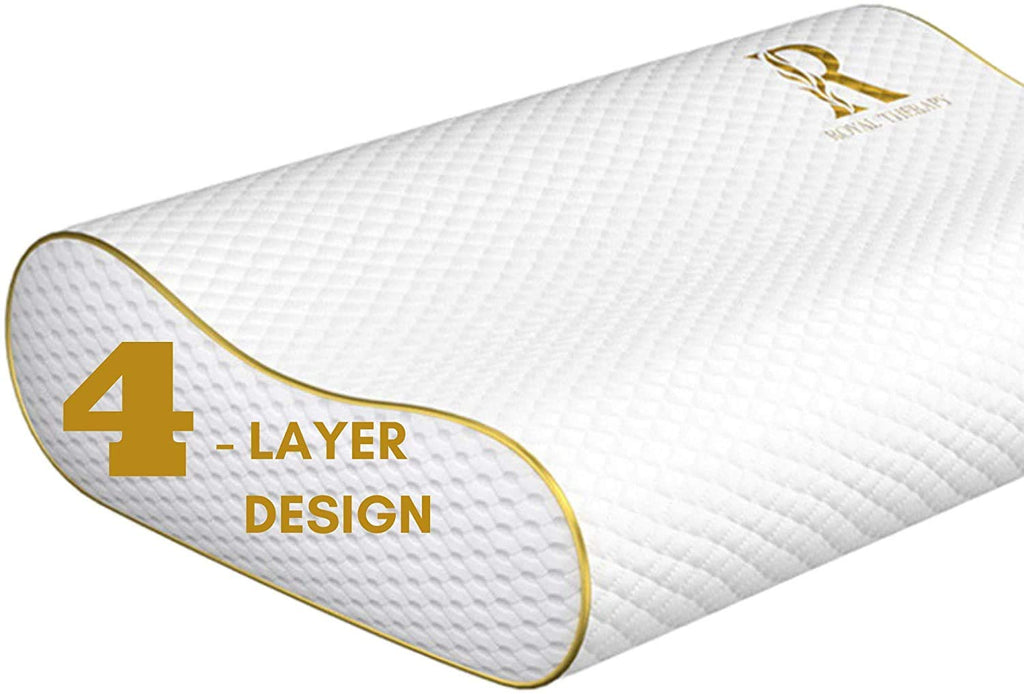 Royal Therapy 4-Layer Queen (2-Pack), Contour Pillow, Side Sleeper Pillow, Orthopedic Pillow, Neck Support Pillow, Pillow for Neck Pain, Pillow for Side Sleepers, CertiPUR-US