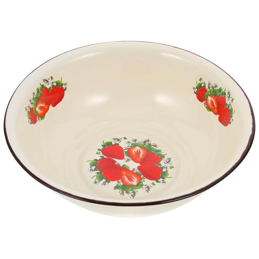 1pc Enamel Basin Vintage Salad Bowl Retro Enamel Bowl Round Salad Serving Bowl Metal Mixing Bowls Round Cereal Bowl To Go Plates with Lids Dough Making Basin Bowl Set Ceramics