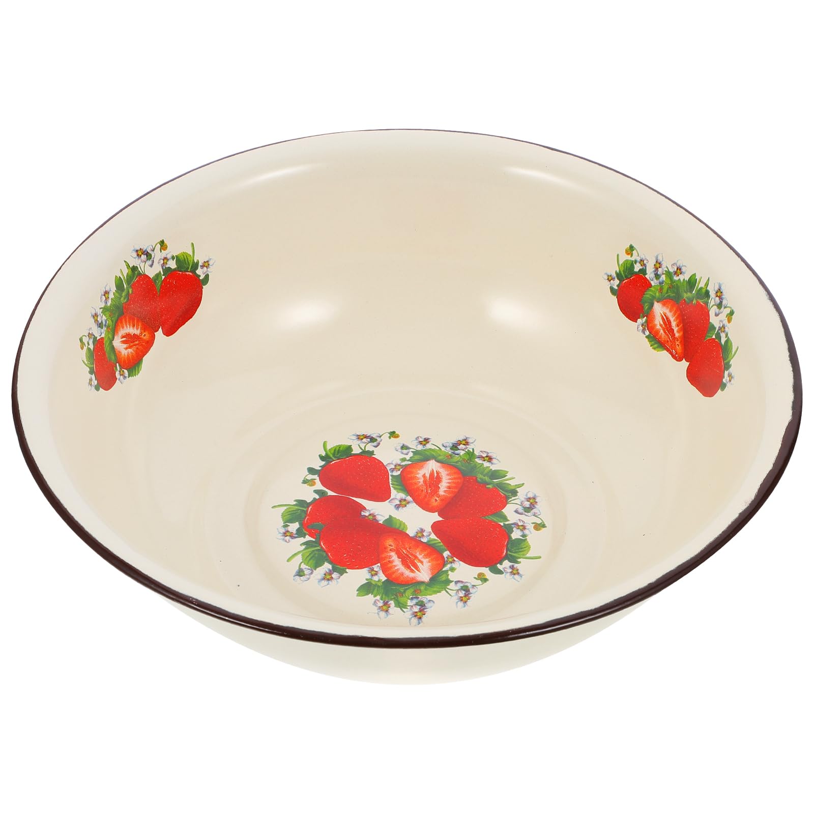 1pc Enamel Basin Vintage Salad Bowl Retro Enamel Bowl Round Salad Serving Bowl Metal Mixing Bowls Round Cereal Bowl To Go Plates with Lids Dough Making Basin Bowl Set Ceramics