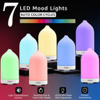 Gooamp 200ML Ceramic Diffuser,Aromatherapy Diffuser,Essential Oil Diffuser with 7 Color Lights Auto Shut Off for Home Office Room, White Base (1/3/6/ON hrs Working time)