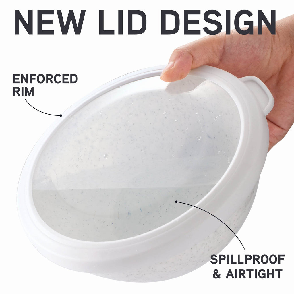 COOK WITH COLOR Mixing Bowls with TPR Lids - 12 Piece Plastic Nesting Bowls Set includes 6 Prep Bowls and 6 Lids, Microwave Safe Mixing Bowl Set (Speckled White)