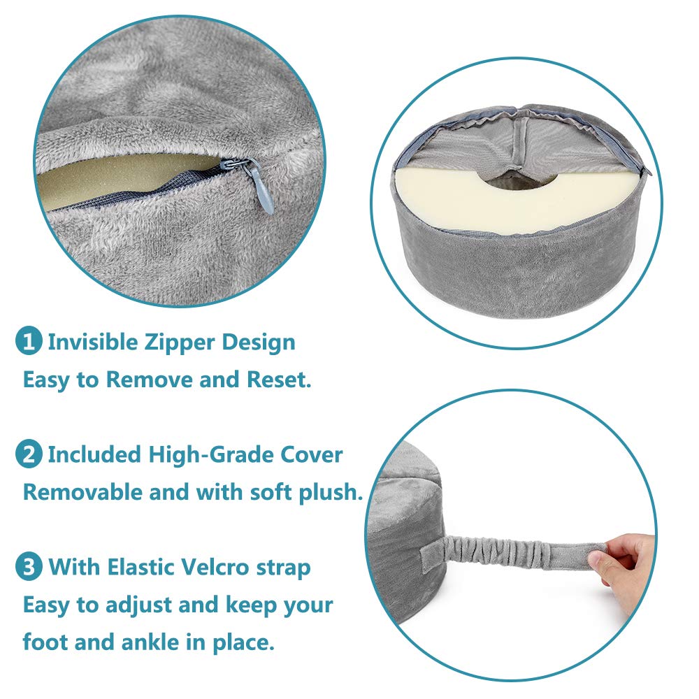 Foot Elevation Pillow Ankle Protector Heel for Pressure Sores Ulcer Cushion Foot Pillow Protectors Ankle for Bed Sore Feet Sleeping Pillow Elevated Foot Support Wedge Leg Elevator (Large, 1 PCS)