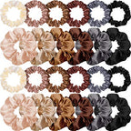 WILLBOND 24 Pieces Satin Hair Scrunchies Bulk Silk Elastic Hair Bands Ropes Ponytail Holder for Women Girls Accessories Decorations(Vintage Colors)