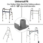 Walker Skis Glides Universal Fit, Walker Feet Glide Walker Glide Ski Heavy Duty Drive Walker Accessories for Senior Universal Replacement Glide Caps Tool Free instaltion (Dark Gray - 8Pcs)