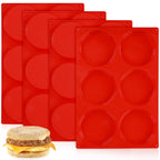 4 Inch Muffin Top Pan, Silicone Molds for Breakfast Sandwiches, English Muffins, Whoopie Pies, Corn Bread, Egg Bites, Tarts - 4 Pack Red