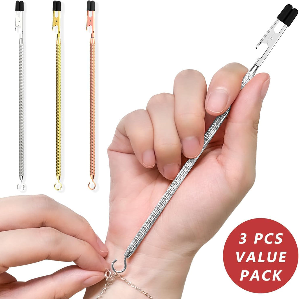 ChangWanna Bracelet Helper Tool 3Pcs - Pretty Bracelet Helper to Put on Yourself, Easy Jewelry Wearing Tool Aid Assistance, Metal Bracelet Buddy Fastening Helper Fastener Necklace Clasp Helper Elderly