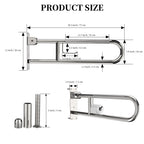 Toilet Grab Bar 30.3 Inch, YuanDe Flip Up Grab Bar with Paper Holder, Polished Chrome Anti-Slip Safety Bars for Toilet, Stainless Steel Knurled Toilet Handles for Seniors Disabled Elderly Pregnant