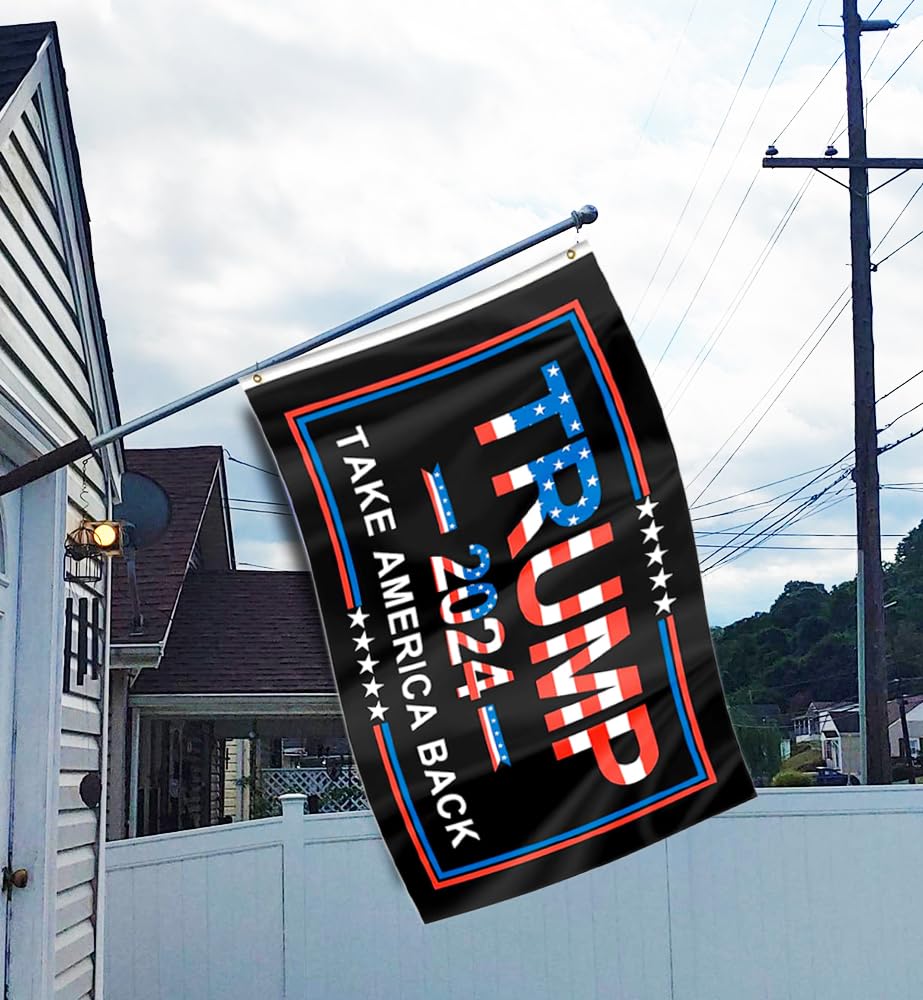 ERT Donald Trump 2024 Flag 3X5 Foot Take America Back No More Bullshit Flag President Flags 3x5 ft with Brass Grommets MAGA (Black Trump 2024 Flag)