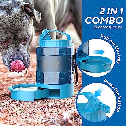 Dog Water Bowl Dispenser 77oz, Large Pet Dog Water Bottle Portable with Pull-Out Travel Water Bowl for Dogs, Portable Water Bowl for Dogs on The Go, Camping Essentials Hiking Traveling Accessories