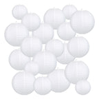 LIHAO 20pcs White Paper Lanterns Chinese Hanging Paper Lanterns Mix Size Decorative Party Lanterns for Wedding Birthday Halloween Party DIY, 4 Size