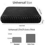 Gel Seat Cushion for Long Sitting, Extra Thick Gel Cushion for Wheelchair Soft Chair Pads Cushion for Office Home Chairs Car Seats Long Trips - Back Sciatica Hip Tailbone Pain Relief Cushion (Black)