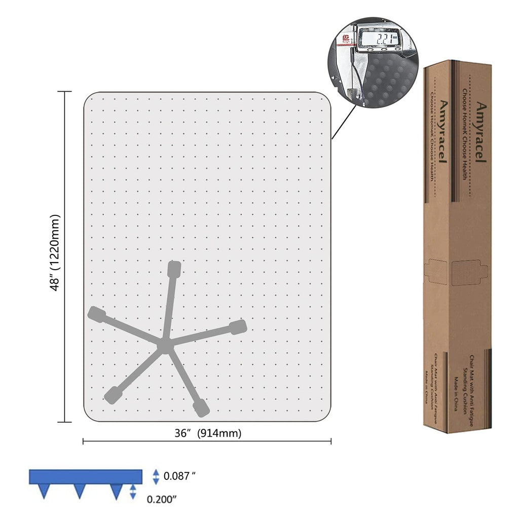 Amyracel Chair Mat for Carpet, 48'' x 36'' Clear Computer Desk Chair Mat for Low Pile Carpeted Floors, Easy Glide Plastic Floor Mat for Office Chair on Carpet Protection