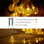 Metaku Globe String Lights Fairy Lights Battery Operated 16.4ft 50LED String Lights with Remote Waterproof Indoor Outdoor Hanging Lights Decorative Christmas Lights for Home Party Patio Garden Wedding
