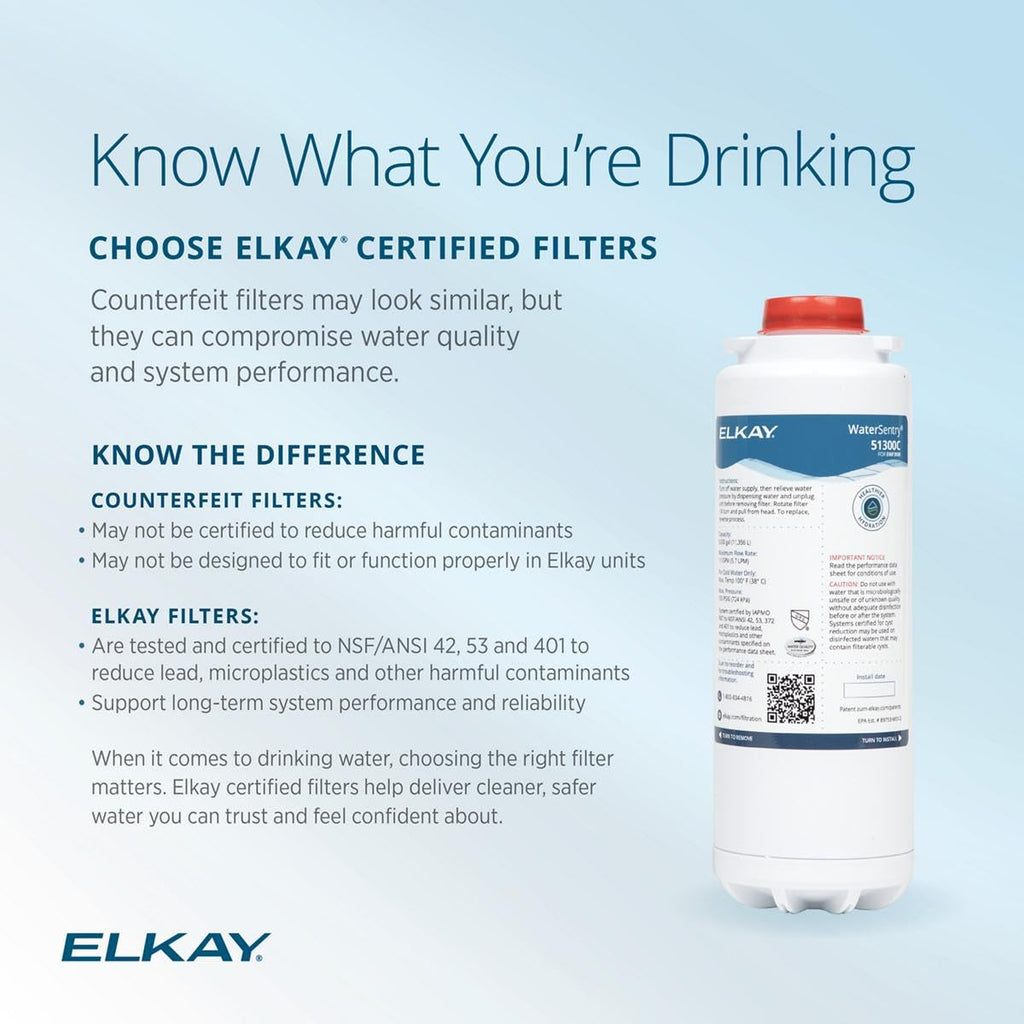 Elkay Genuine WaterSentry 51300C Lead + Microplastics NSF/ANSI Certified Filter (Single)(Bottle Fillers)