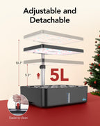 iDOO Hydroponics Growing System Kit 15Pods, Christmas Gifts for Women Mom, Herb Garden Indoor with LED Grow Light for Home School, Built-in Fan, Auto-Timer, Adjustable Height Up to 11.3", 15Pods-Black