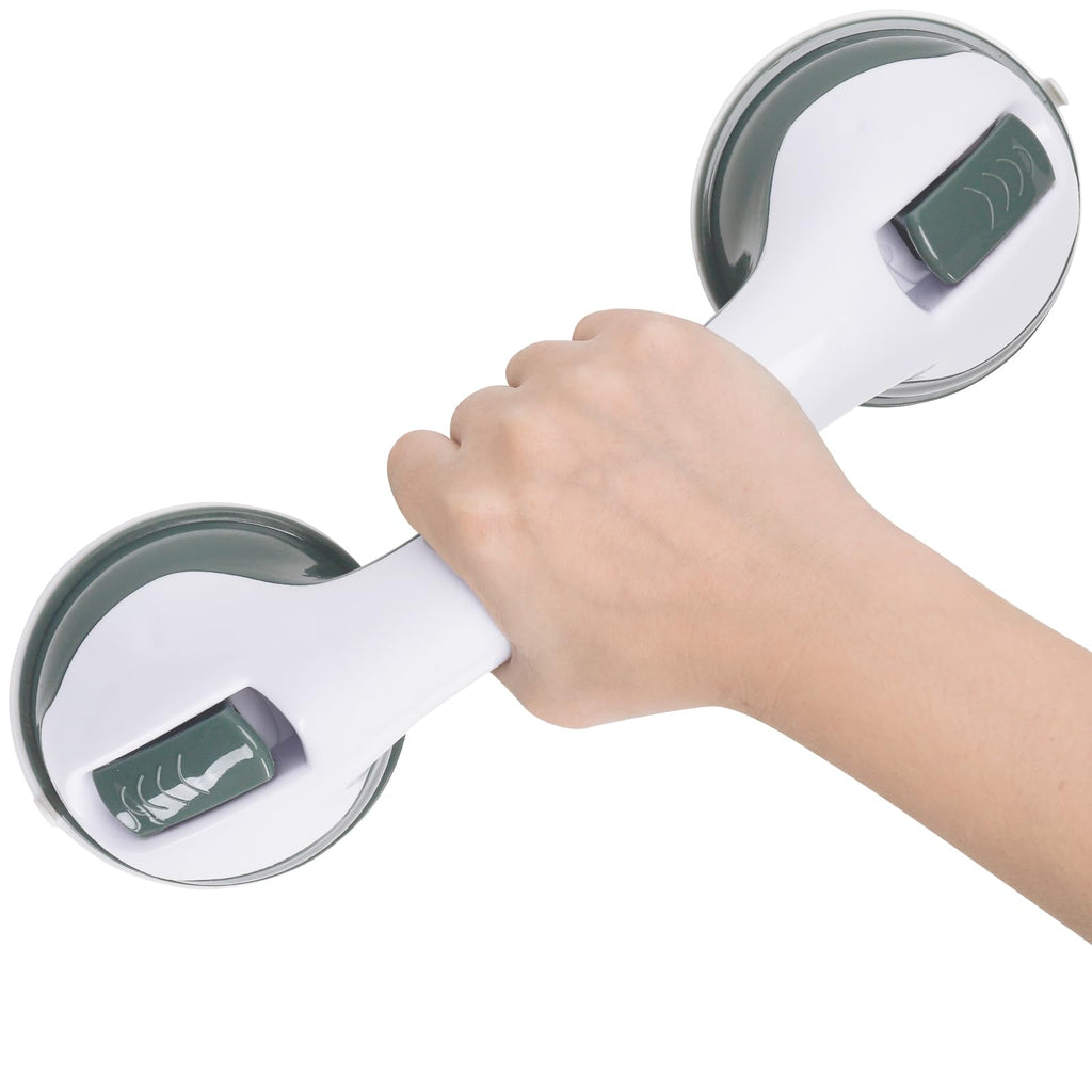 2-Pack Shower Handle Safety Grab Bars with Suction Cups for Bathtubs and Showers - Bathroom Rails Aid for Seniors, Elderly, Handicap - Wall & Bath Tub Toilet Support 12Inch