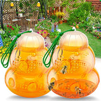 Wasp Trap Bee Traps Catcher, Wasp Traps Outdoor Hanging, Wasp Repellent Trap Deterrent Killer Insect Catcher, Non-Toxic Reusable Yellow Jacket Trap (Orange, 2 Pack)
