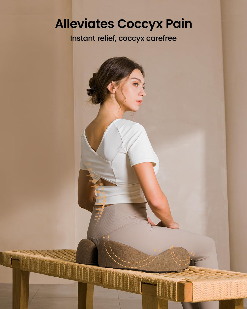 ProtoArc Seat Cushion for Tailbone Pain Relief, Office Chair Cushion, Coccyx Cushion, Ergonomic Memory Foam Seat Cushion for Home, Car, Pressure Relief Pad for Hip, Coccyx, All Day Comfort - Coffee