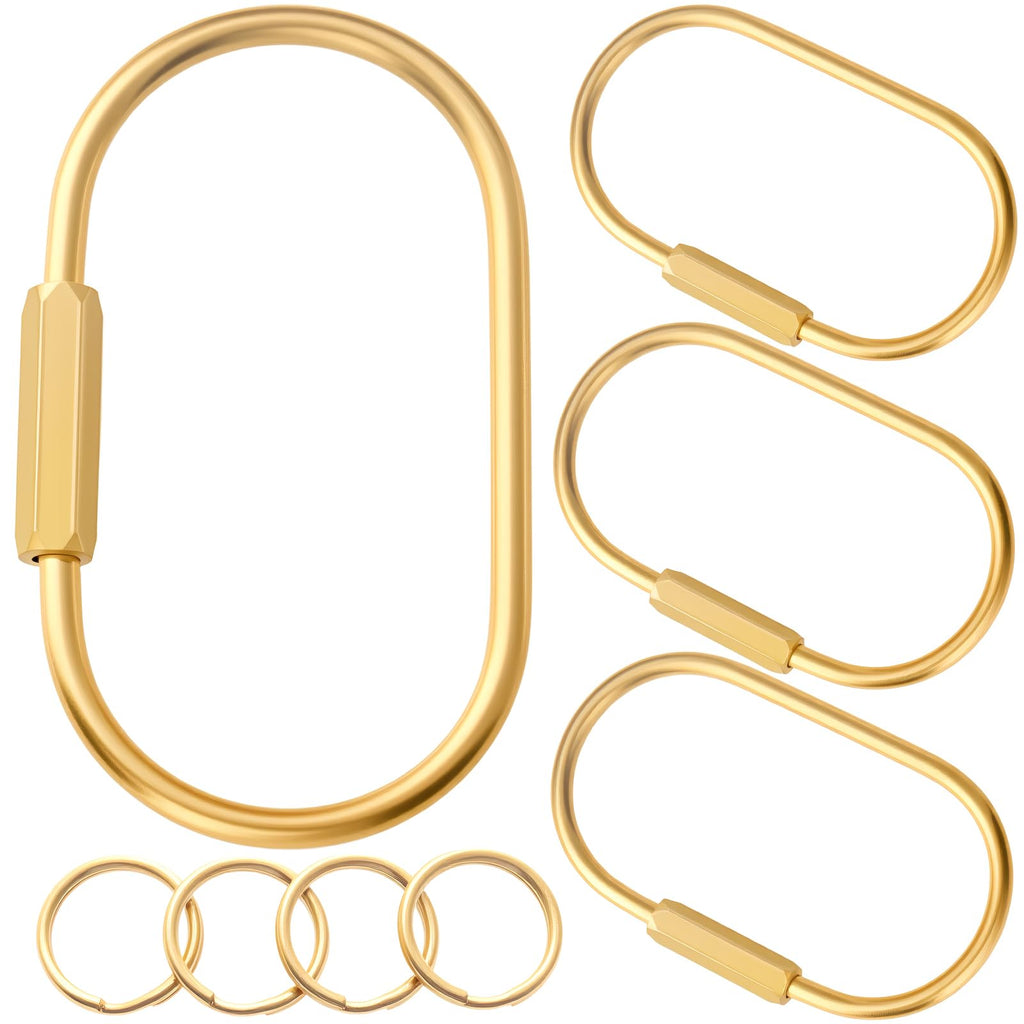 Gold Brass Key Rings, Purse Bag Charms for Handbags, Screw Lock Key Organizer, Carabiner Keychain Clip for Keys