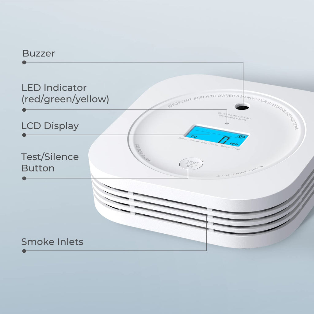 AEGISLINK Smoke and Carbon Monoxide Detector 10-Year Lifespan with Replaceable Battery, Photoelectric Fire Alarm and Electrochemical CO Alarm with Test/Silence Button, SC200, 3-Pack
