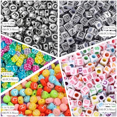 606PCS Nail Charms for Acrylic Nails,Large Letters Puncture Charms Silver and Colourful Alphabet Beads Dice Nail Accessories Nail Art Supplies Manicure Craft DIY