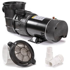 XtremepowerUS 1.5HP Above Ground Swimming Pool Pump 2-Speed Pump Spa 1.5" inch High Flow Dual Speed Self Filter Basket w/ Pool Hose Adapter