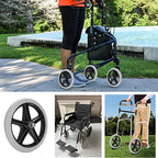 OwnMy 2PCS of 8 Inch Grey Rubber Wheelchair Replacement Wheels Wheelchair Front Wheels Anti-Slip Rollator Walker Replacement Casters Rollers Wheels Universal Wheelchair Replacement Wheel Accessories