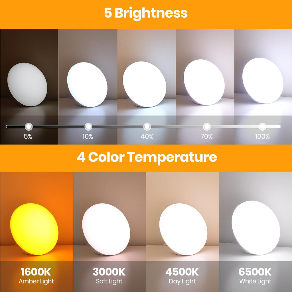 LASTAR Sun Lamp, 10,000 Lux Sunlight Lamp with 4 Color Temperatures & 5 Brightness Level & 60Min Timer, Touch Control Happy Lamp with Memory Function for Home/Office/Sleep