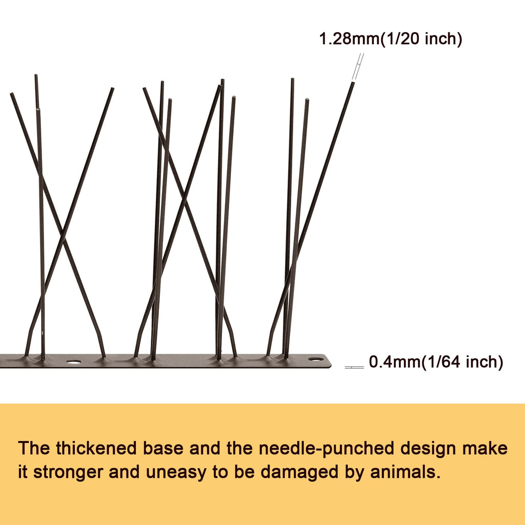 OFFO Brown Bird Spikes Pre-Assembled for Pigeons Birds, Cover 24 Feet Durable Bird Spikes with Stainless Steel for Fence Roof Mailbox Window