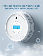 AEGISLINK Smoke Carbon Monoxide Detector, Interlinked Combination Smoke CO Alarm, Battery Powered, Wireless Interconnected, Digital Display, SC-RF220, 10-Pack