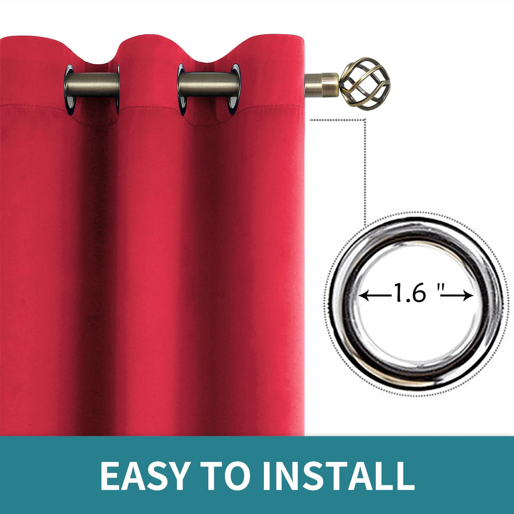 BGment Christmas Room Darkening Curtains 63 Inches Long - Grommet Thermal Insulated Drapes Window Treatment Curtains for Bedroom, 2 Panels, 42 x 63 Inch, Red