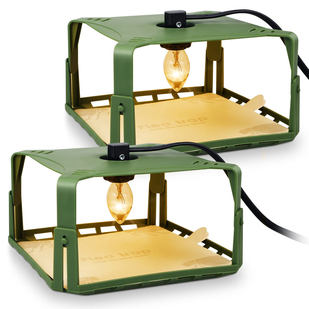 Flea Trap Indoor 2Pcs,Flea Strap Flea Killer Trap Pad Bed Bug Trap with 2 Glue Discs Odorless Non-Toxic flea Light Bulb for Inside Your Home Like Fleas,Flies,Mosquitoes,Gnats,Moths
