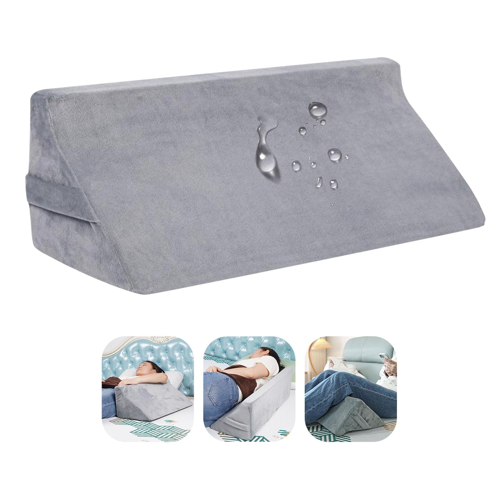 Orthopedic Wedge Pillow for Side Sleeping,WaterProof Bed Wedge for Back,Leg Pain Relief,Post-Surgery Recovery, Triangle Body Positioning Foam Wedge With 2 Removable Cover,Bedsore Prevention for Senior