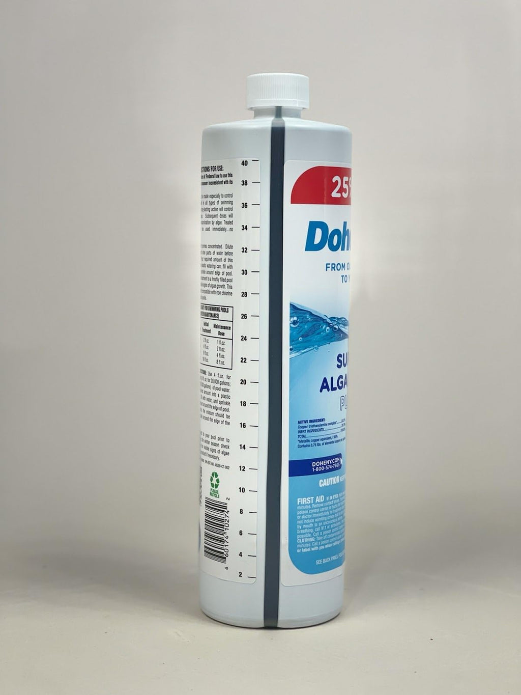 Doheny's Super Algaecide Plus | Pro-Grade | Effective Against Most Algae Types | 7.1% Chelated Copper (Chelated to Reduce Staining) | Non-Foaming, No Clouding | Safe to Swim After Use | 40oz Bottle