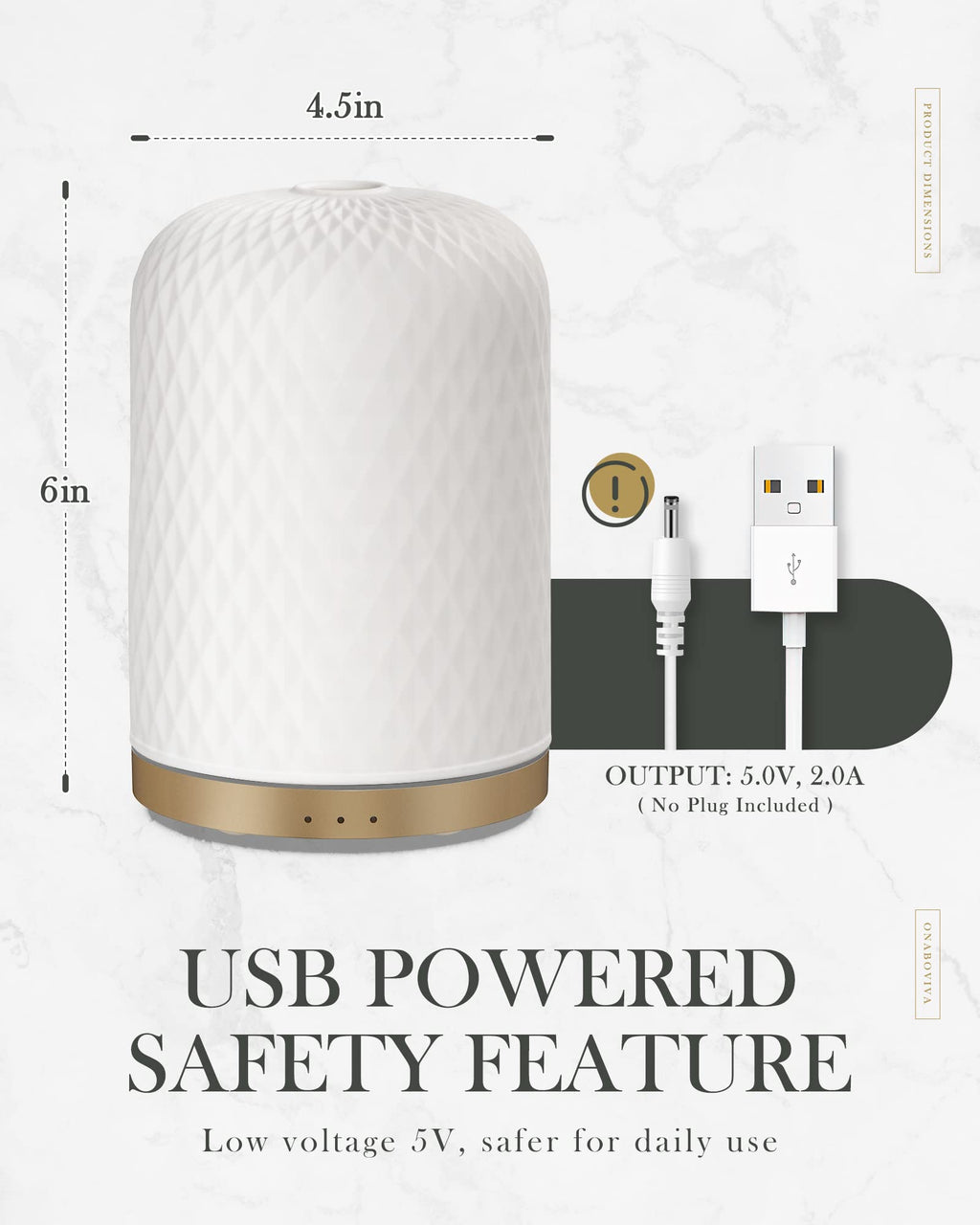 Ceramic Diffuser,Diffusers for Essential Oils Large Room, Essential Oil Diffusers with USB Cable, Warm Ambient Light, Aromatherapy Diffuser Home Decor, Gift Choice, MOS-M32