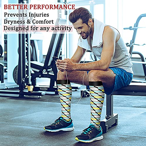 CHARMKING Compression Socks for Women & Men (8 Pairs) 15-20 mmHg Graduated Copper Support Socks are Best for Pregnant, Nurses - Boost Performance, Circulation, Knee High & Wide Calf (S/M, Multi 10)