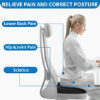 Seat Cushion for Office Chair & Car - Memory Foam Coccyx Support Pillow with Non-Slip Cover, Sciatica & Lower Back Pain Relief,Ergonomic Seat Pad for Long Drives (Medium Firm-Black)