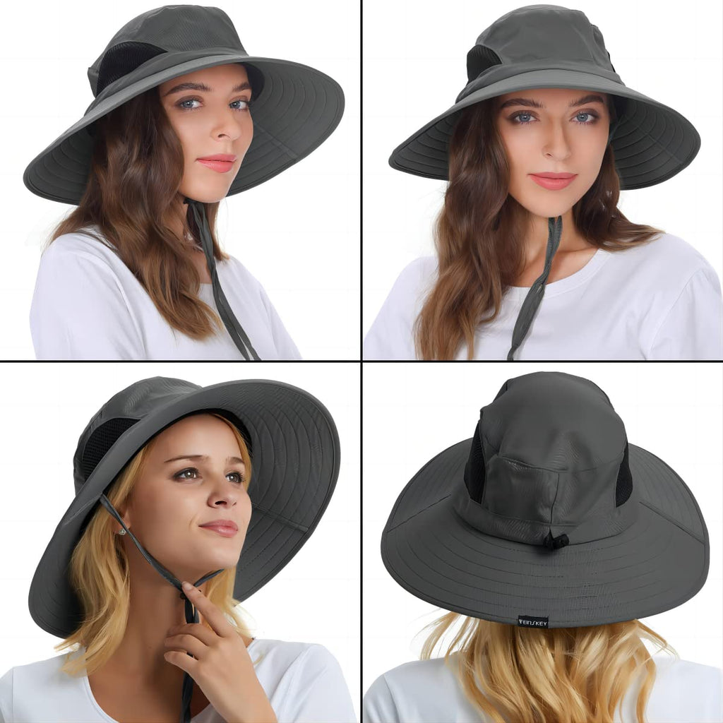 Men's Waterproof Sun Hat, Outdoor Sun Protection Bucket Safari Cap For Safari Fishing Hunting Dark Gray One Size
