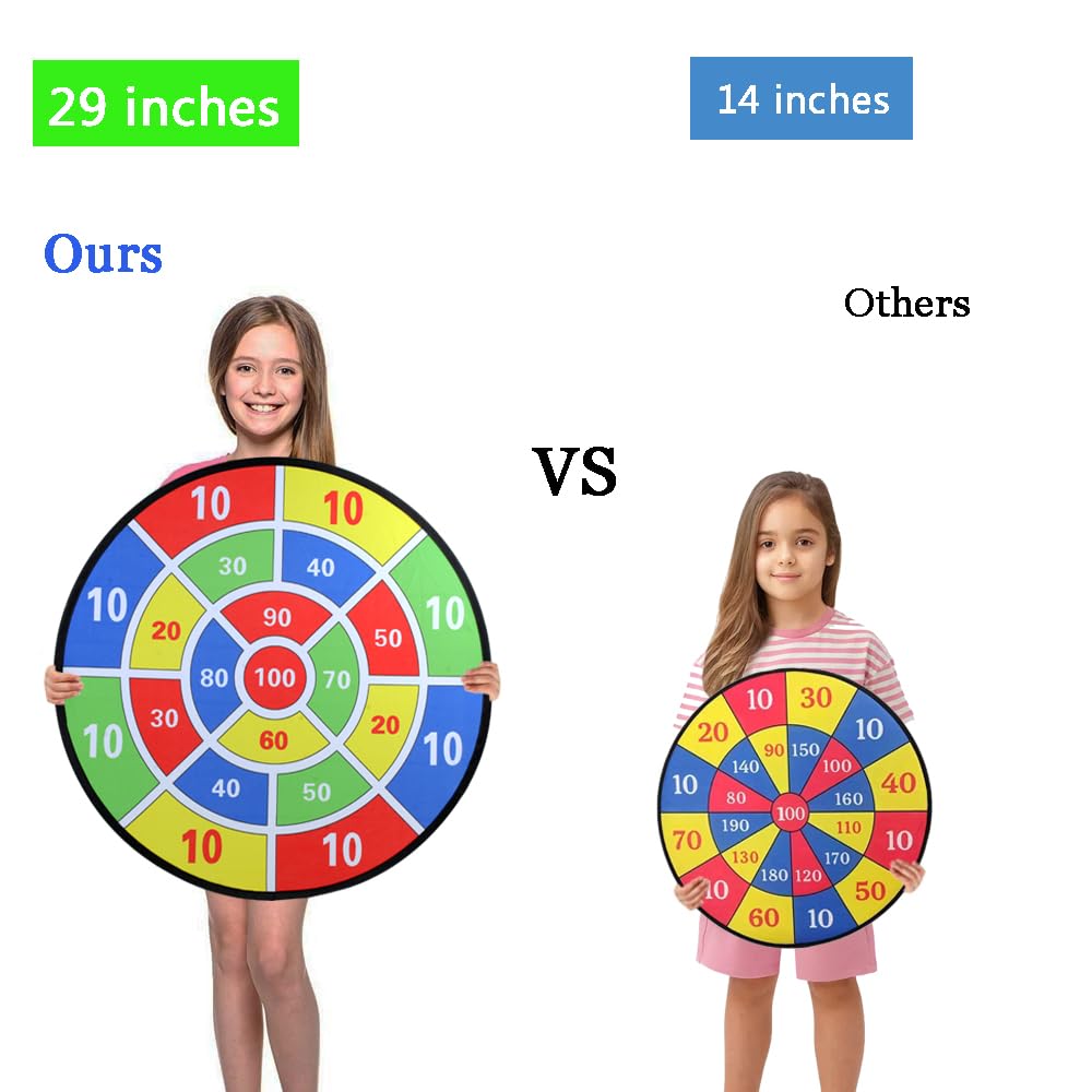 29" Kids Dart Board Game Set, Large Dart Board Toys with 24 Sticky Balls, Sticky Dart Board Indoor Outdoor Sport Fun Party Game Toys for Kids Boys Girls Ages 3 4 5 6 7 8 9 10