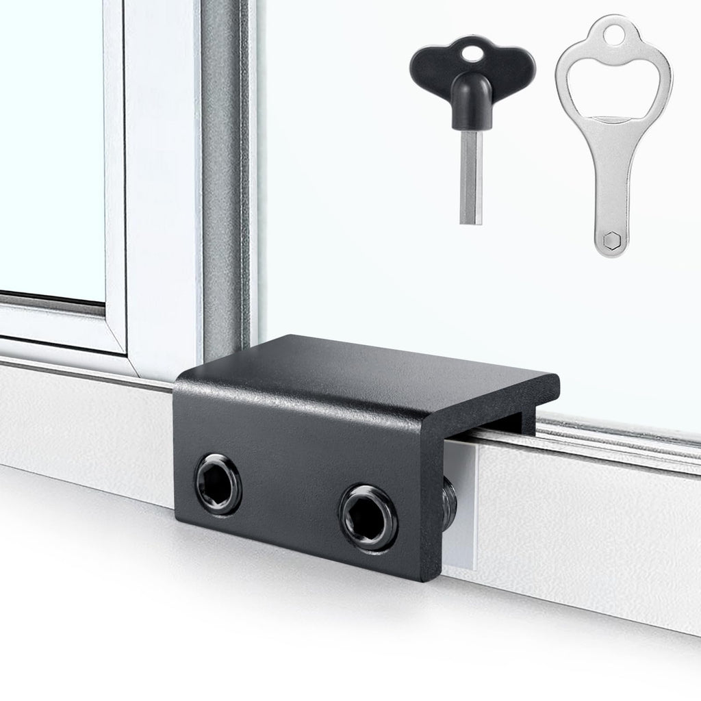 Window Locks,4 Pack Sliding Window Locks with Key for Vertical & Horizontal Sliding Windows Doors,Easv to Install,Adjustable Security Window Lock for Patio Bedroom Home and Office (Black)