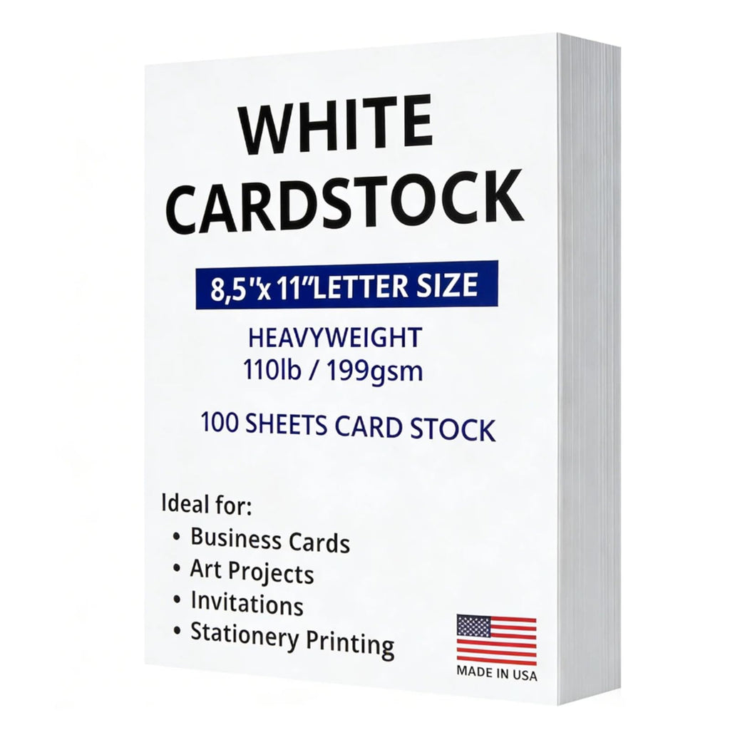 Veritas White Cardstock 8.5 x 11”, 110LB/199GSM Heavyweight Card Stock, 100 Sheets, Thick Cardstock Printer Paper for Copy, Printing, Art Projects, Invitations, Made In USA