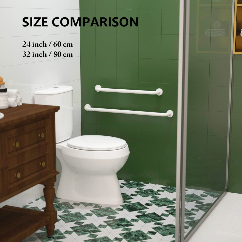 24 Inch Anti Slip Shower Grab Bar Oil Rubbed White 1.25" Diameter,Munzong Bathroom Grab Bar, Knurled Bathroom Balance Bar,Safety Hand Rail Support Handicap Elderly Senior Assist Bath Handle