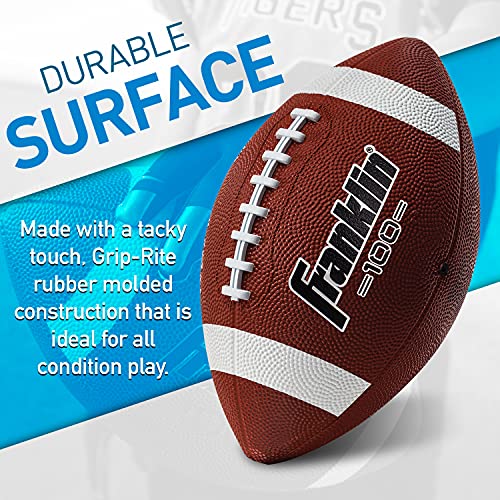 Franklin Sports Junior Footballs - Grip-Rite 100 - Kids Junior Size Rubber Footballs - Youth Footballs - 6 Pack of Footballs with Pump - Brown/White