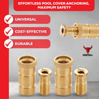 The Door Bull Brass Pool Cover Anchors for Concrete & Pavers Deck, Universal Size Fits 3/4" Hole, Ideal for Inground Pool Safety Covers, Durable & Easy to Install (5 Pack)
