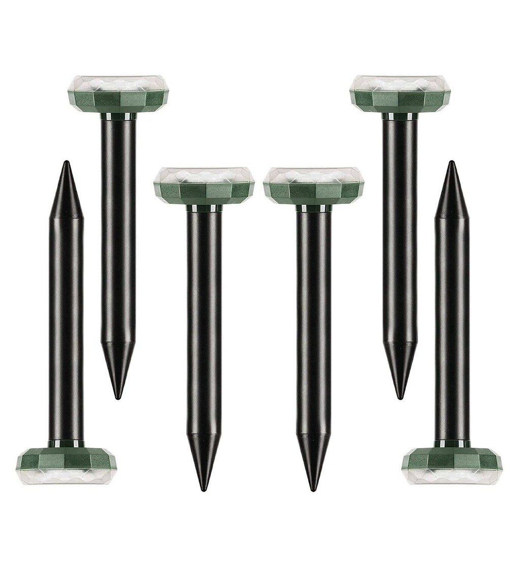 Garden Gadget 6 Pack Solar Powered Sonic Mole Repellent, Gopher Deterrent Spikes, Waterproof Solar Rodent Voles Gopher Chipmunk Repellent for Lawn and Garden