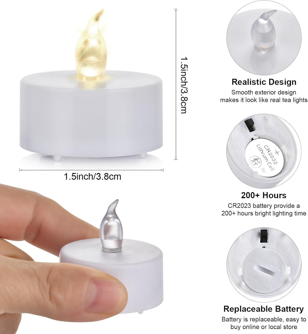 Hanzim LED Tea Lights Candles- 100PACK Warm White Flameless Candles Realistic and Bright Flickering Long Lasting 200Hours for Holiday Celebration,Party,Home Decoration Warm Yellow,Battery Operated