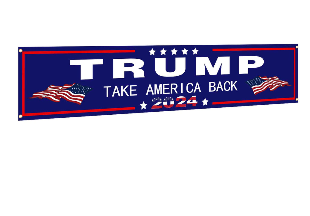 DOPMMT Donald Trump 2024 Flag Large Banner Trump 2024 Yard Signs banner Advertising Polyester Party Outdoor Flag Decor 8.2x1.6 FT